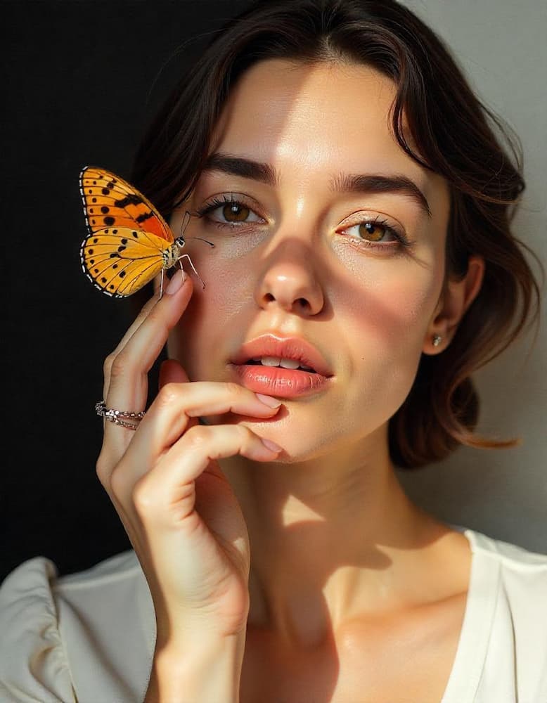 femme-papillon main